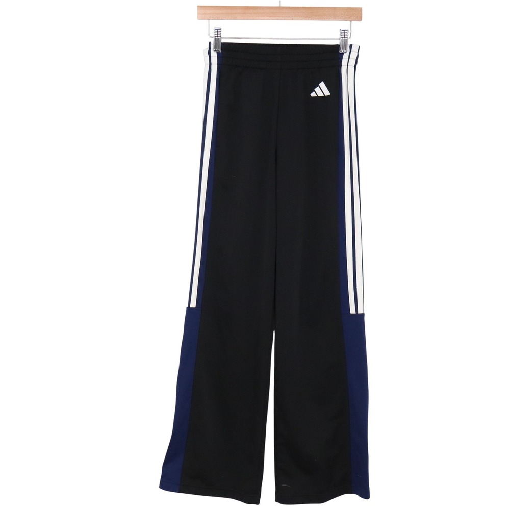 adidas Track Pants Womens XS Wide Leg Black White Side Stripe Athletic Excellent